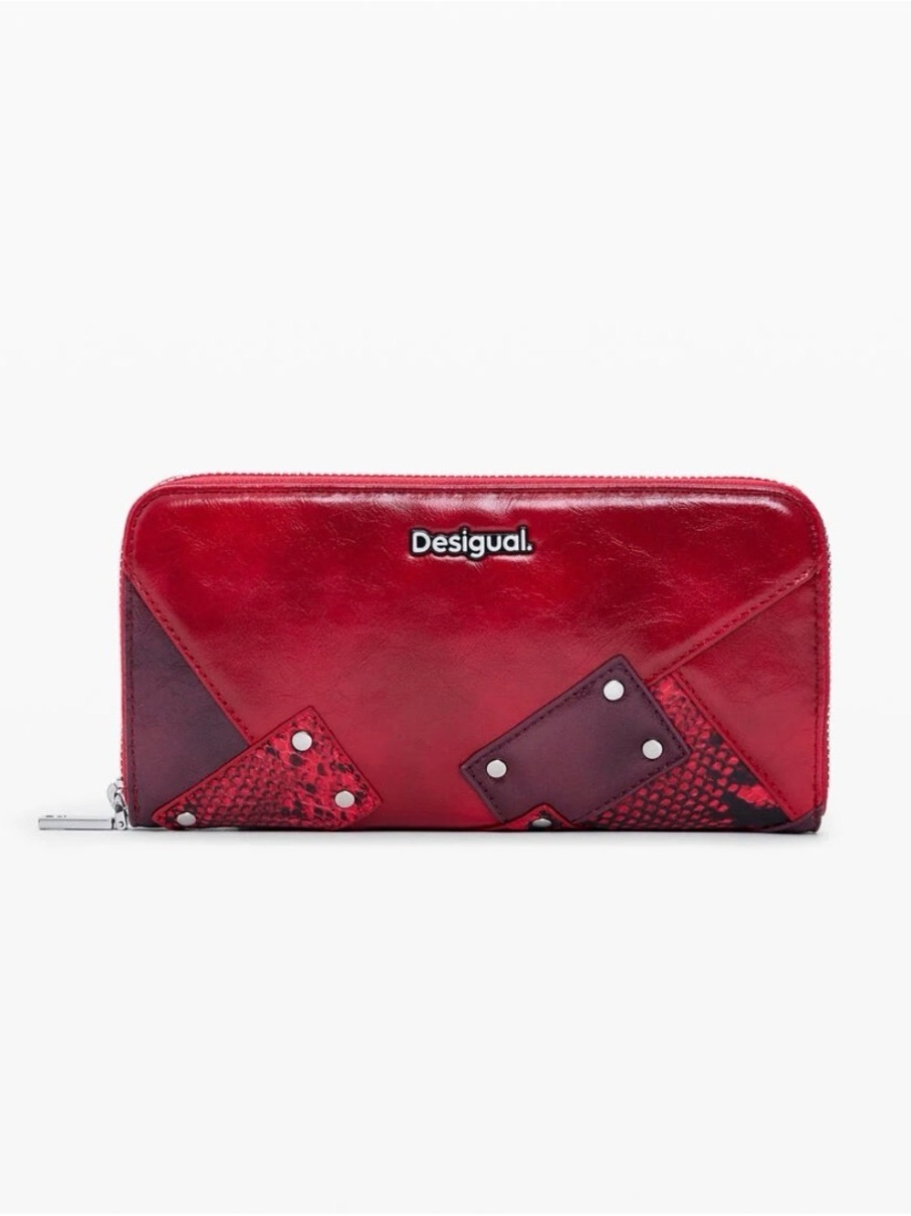 Desigual Red Patchwork Zip Wallet